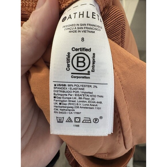 ATHELTA Echo Wide Crop Pant Women Size 8 Orange/Rust Athleisure Pull On - Picture 5 of 5